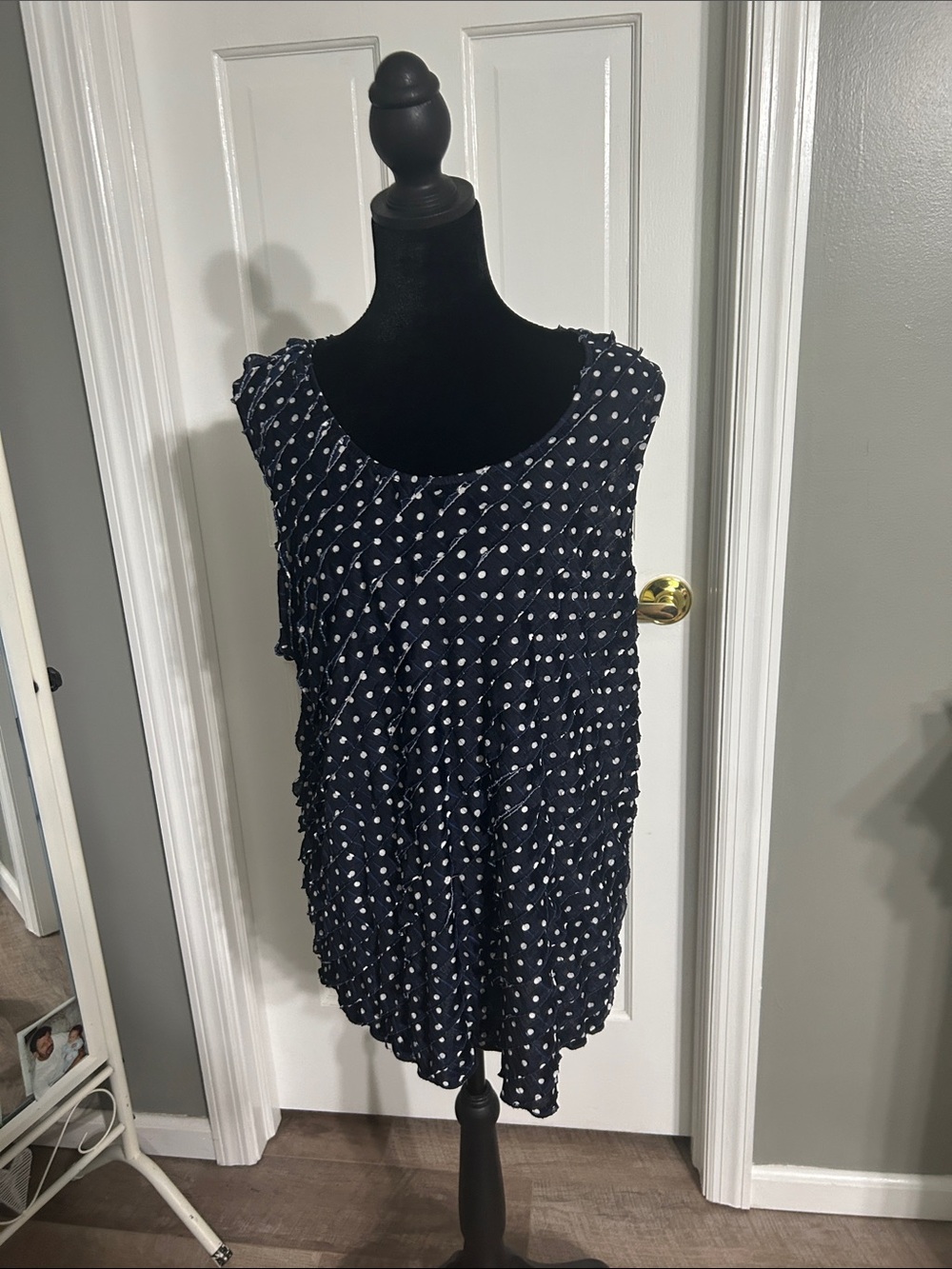 CJ Banks Navy Polka Dot Sleeveless Tank Top